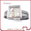 square shape locket bracelets leather bracelets for men